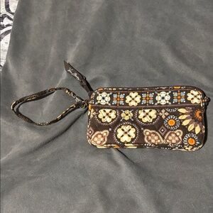 Vera Bradley Floral Wristlet - Brown, Orange, and Blue